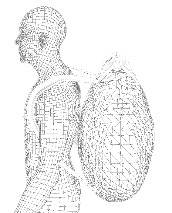 Wireframe animation showing the Airtek 2.0 Medium worn as a backpack.