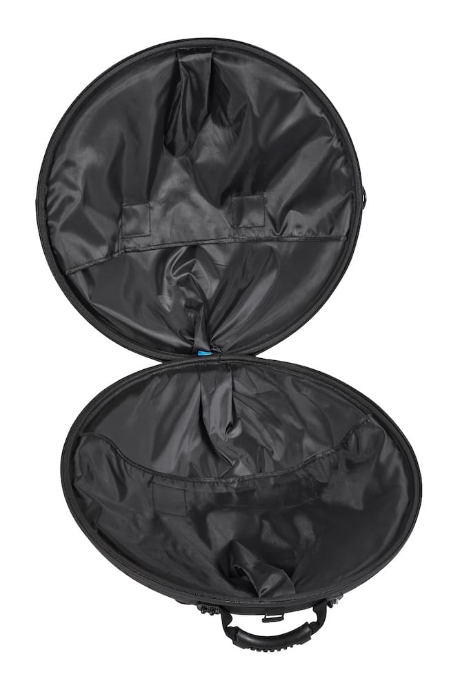 Open Cargo Hardcase interior with padded black lining and foam compartments