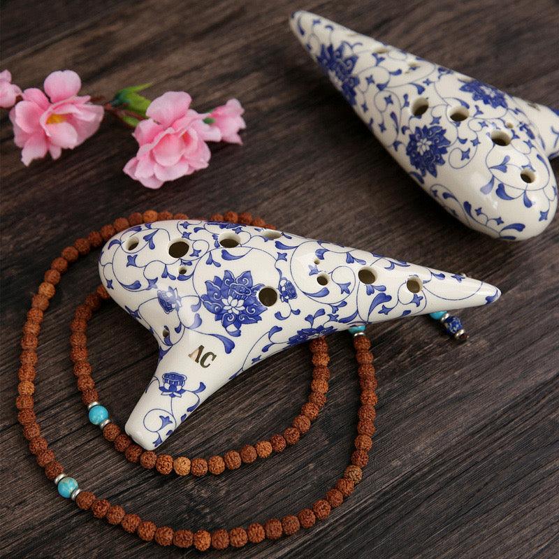 Ocarina 12 Hole Alto C w/Bag Floral musical instrument flute