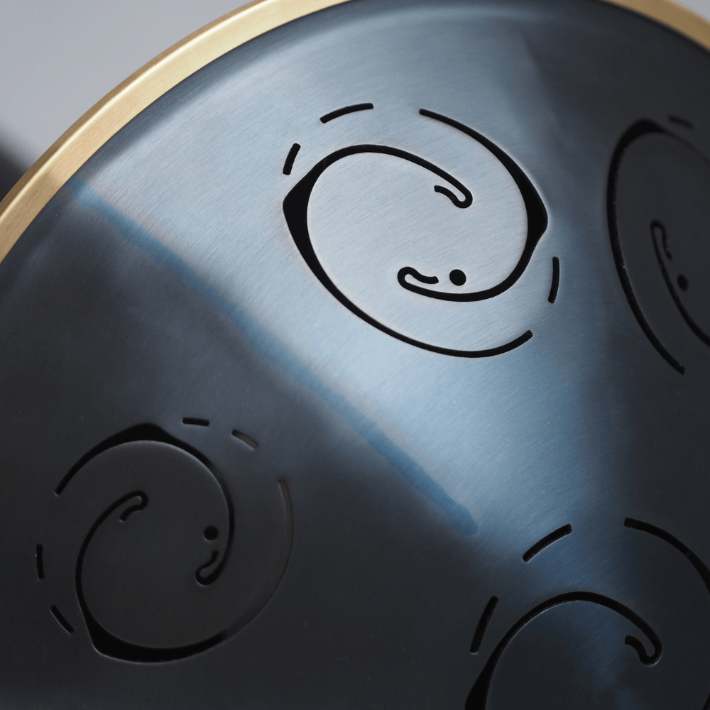 RAV Moon F#m-A Ariumi steel tongue drum body detail.