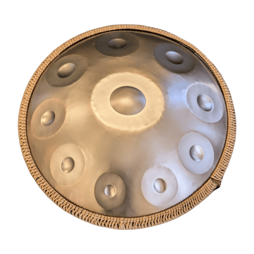 Buy beginner handpan in Australia – 55 cm Mandala 10-note D Kurd handpan, 432 Hz tuning, ideal beginner handpan for meditation, music therapy, acoustic performance, and creative expression.