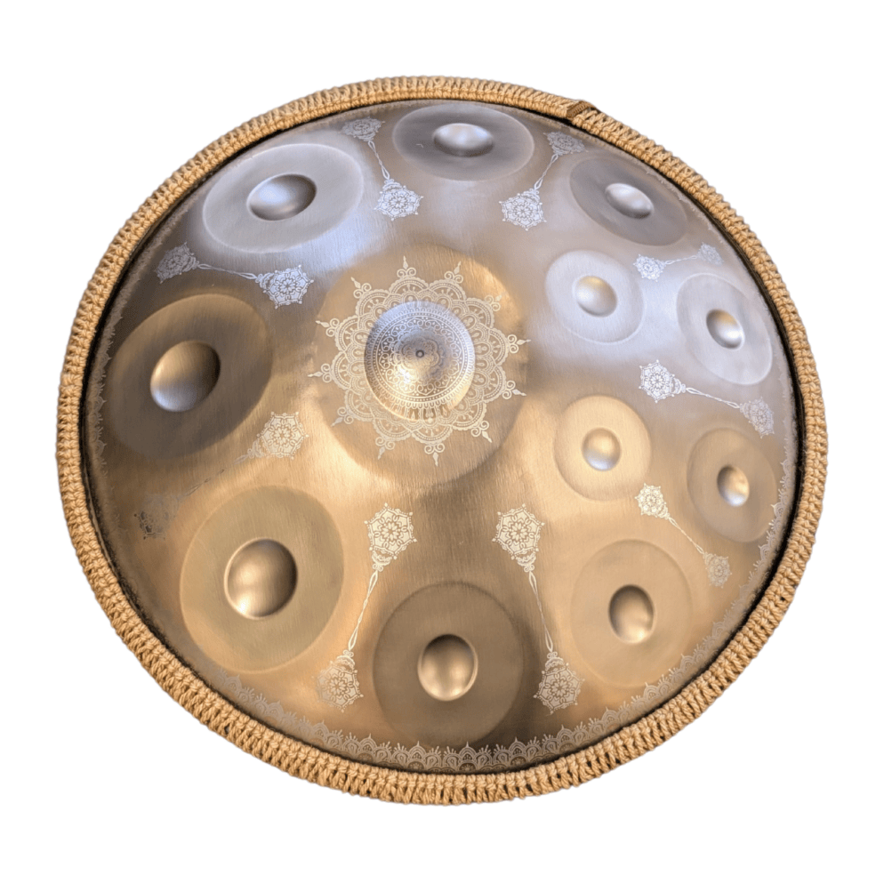 Riza Handpan 12-Note D Kurd Beginner Mandala Gold 55cm