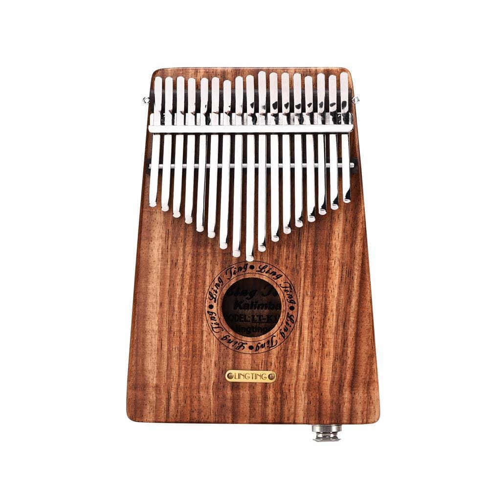 Lingting 17-key kalimba thumb piano with rich wood grain and metal tines, ideal for healing music and meditation.