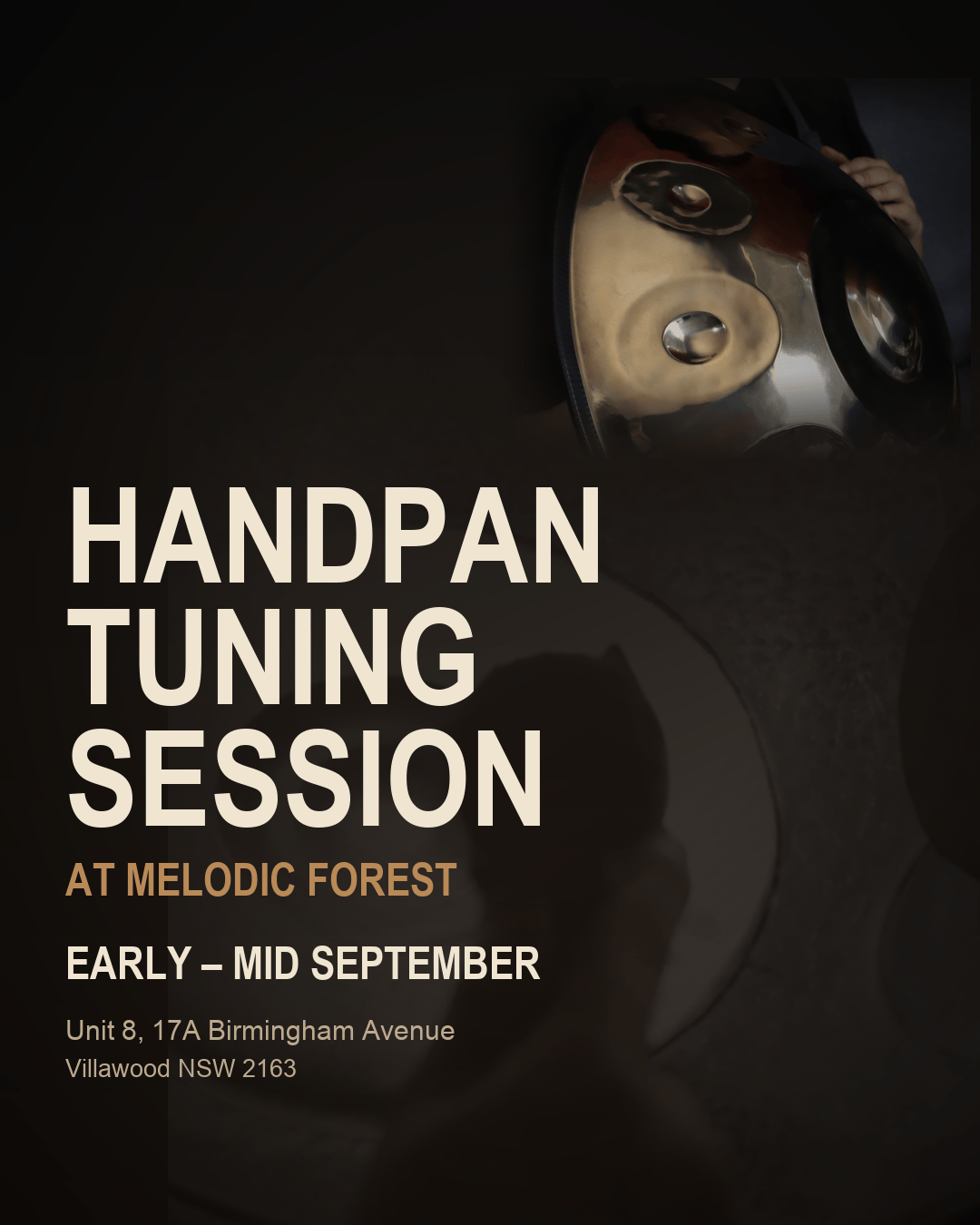 Handpan tuning session at Melodic Forest in Villawood, Sydney