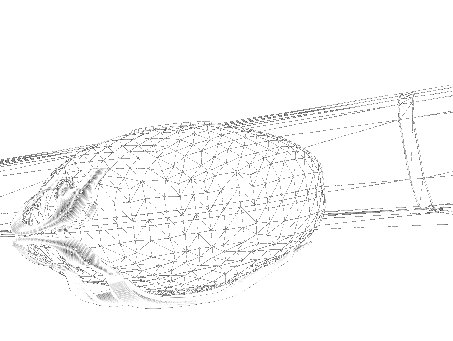 Wireframe animation showing the Airtek 2.0 Medium handpan bag in a flattened travel position.