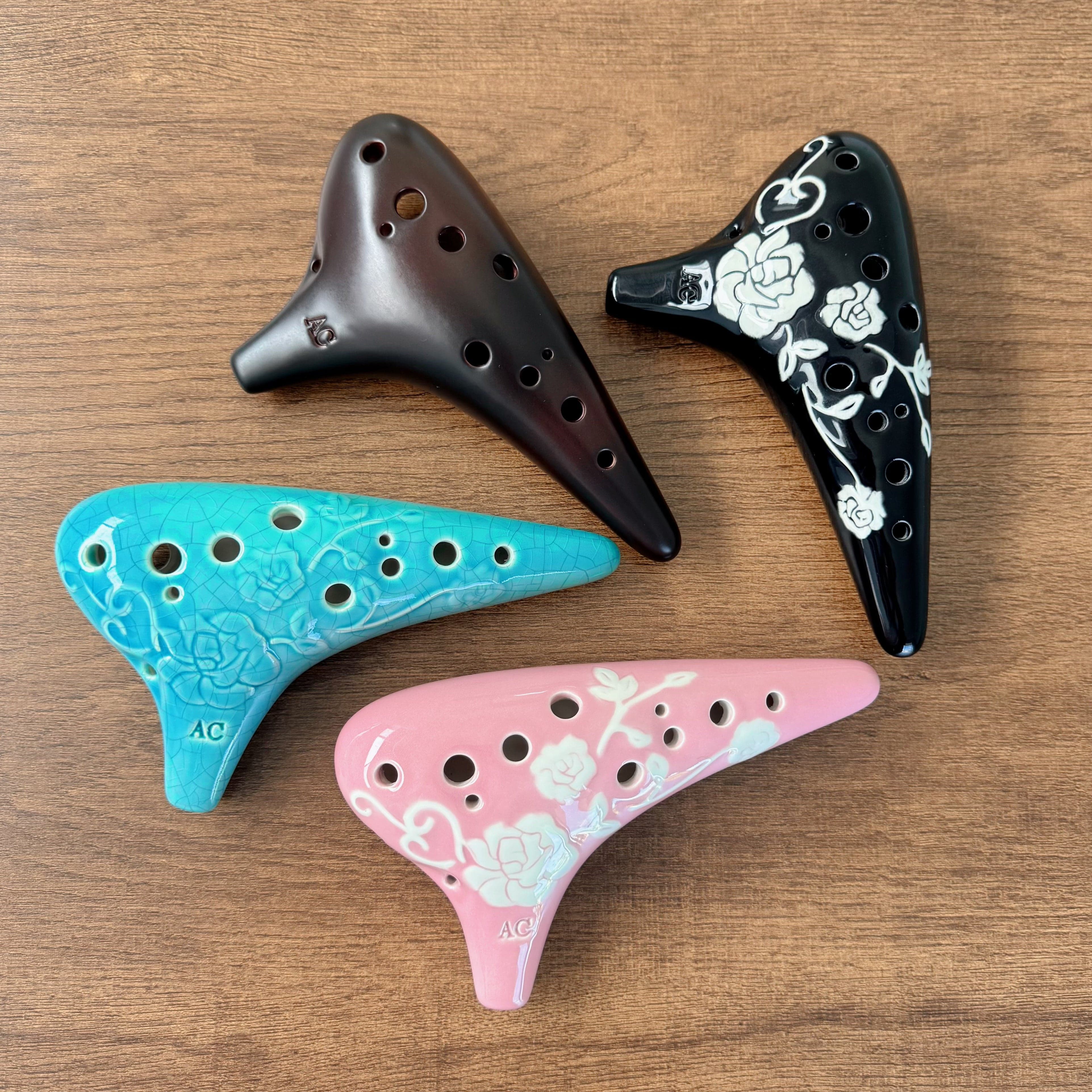 Focalink Stein beginner ocarina Australia, handmade ceramic Alto C ocarina Handmade black rose