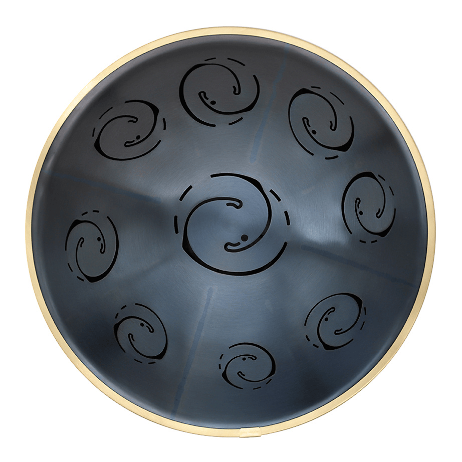 RAV Moon D Hijaz steel tongue drum front view.