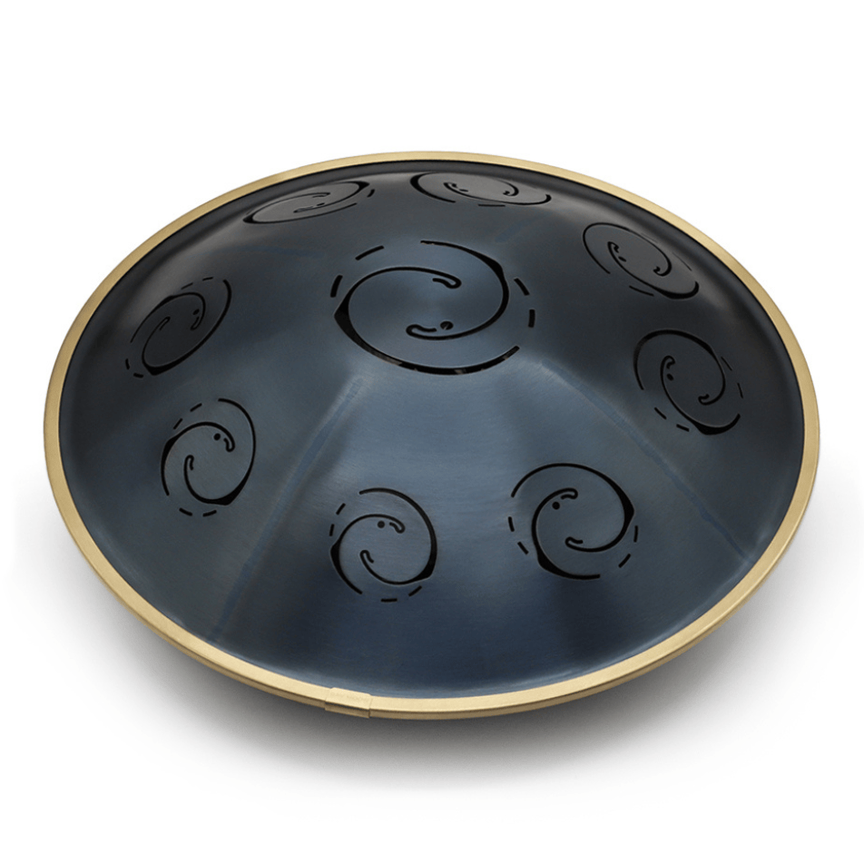 RAV Moon D Hijaz compact steel tongue drum side angle.