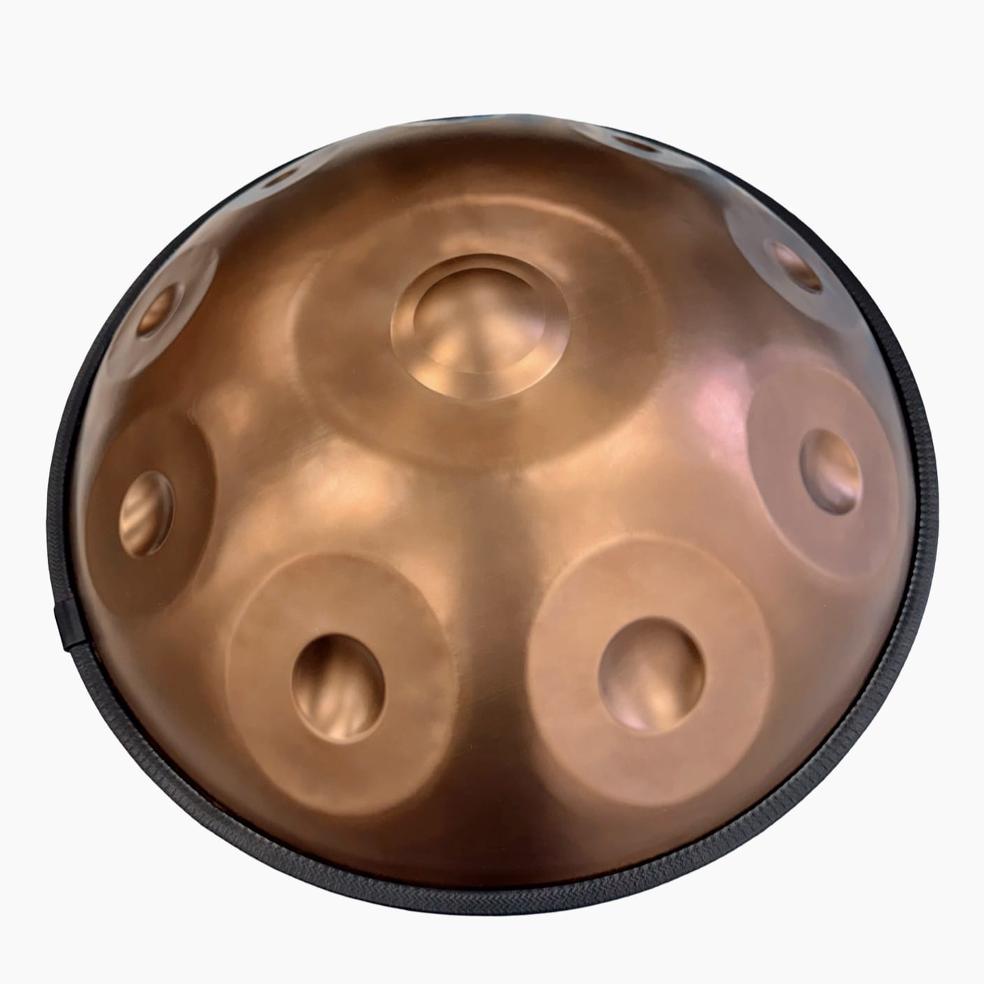 Riza Premium 10-note D Kurd 55cm gold handpan viewed from an angle